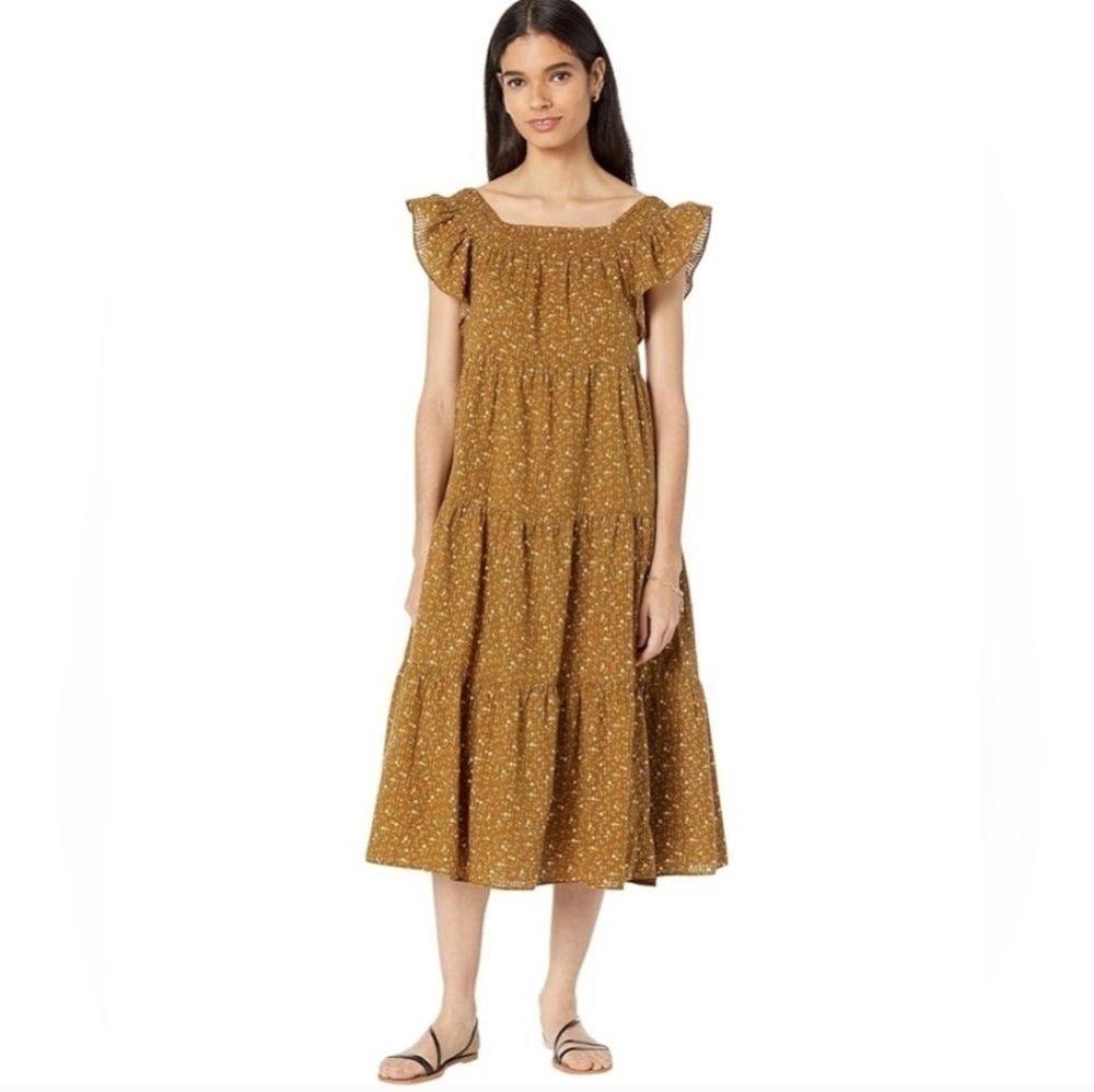 Madewell Petite Ruffle-Sleeve Tiered Midi Dress in Daisy Stitch Size 2X NWT
